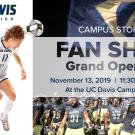Graphic advertising grand opening for Campus Store Fan Shop, Nov. 13 from 11:30 a.m. to 1:30 p.m.