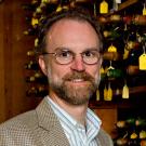 Professor Andrew Waterhouse in wine cellar