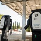 two electric chargers in UC Davis parking lot