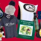 Collage of UC Davis Aggie-theme gifts