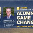 Graphic with text about Alumni Game Changers: Nobel Laureate Charles Rice and Athlete Rolf Benirschke in Conversation