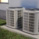 air heat pumps and house, illustration