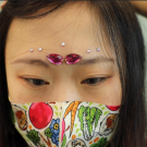 A demonstration of the team's facial jewelry device. Photo courtesy of Shuyi Sun.