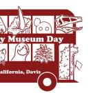 Drawing: "Biodiversity Museum Day" double-decker bus with specimens/artifacts in windows