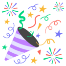 clip art of celebratory fireworks, streamers and horn