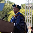 Chancellor Gary S. May speaks at commencement