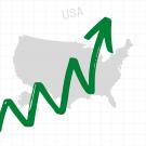 Illusration of economy going up in United States map