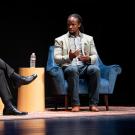 Ibram X. Kendi talks to Chancellor Gary S. May on stage