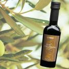 Olives on tree, with Olio Nuovo bottle superimposed
