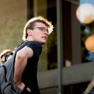 student arrives for first day of class