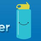Graphic: Water bottle with a smile, next to "Water"