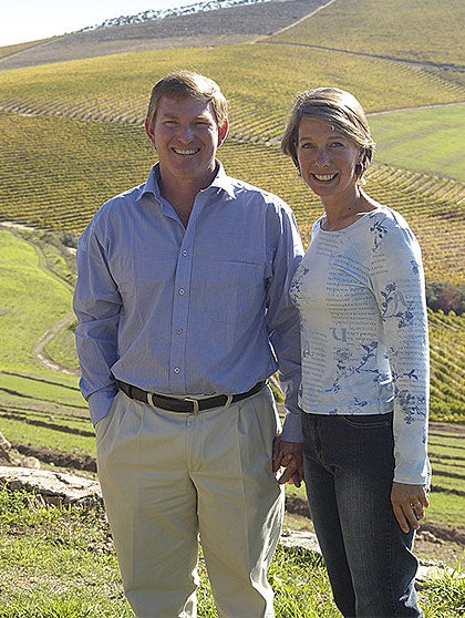 Photo of Gary and Kathy Jordon in vineyard