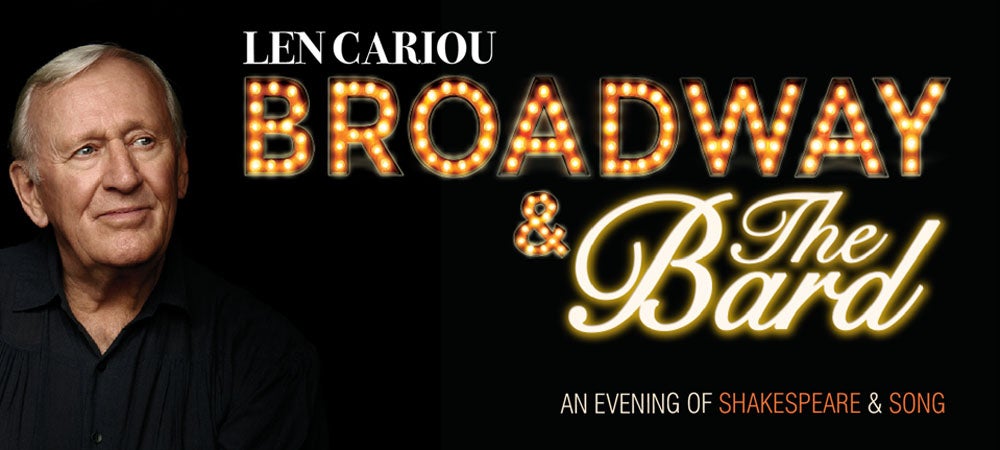 A phot showing Len Cariou and "Broadway and the Bard" in marquis  lights.