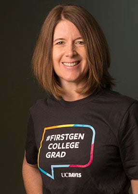 Carolyn Thomas in the #FirstGen College Grad T-shirt
