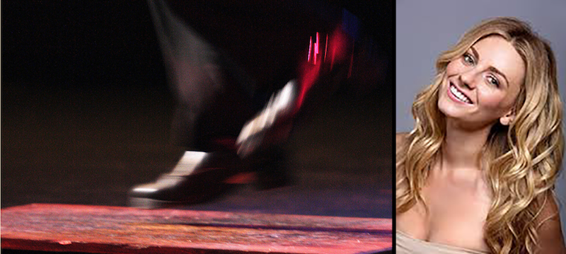 A photo of dancer Caterina Coyne next to a photo of feet dancing.