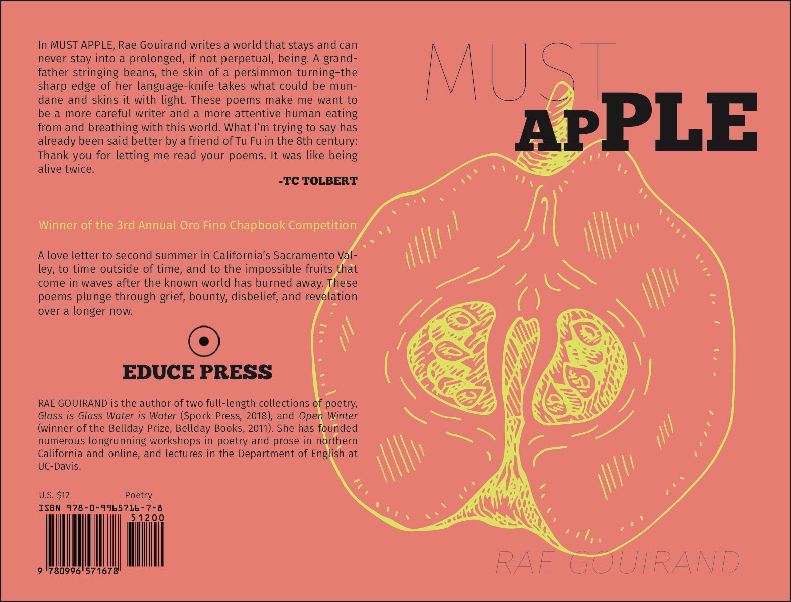 The cover of  Rae Gouirand's poetry collection "Must Apple."