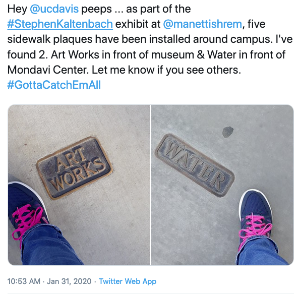 Tweet image of sidewalk plaque