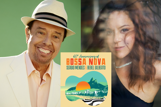 Side-by-side photos of Sergio Mendes and Bebel Gilberto