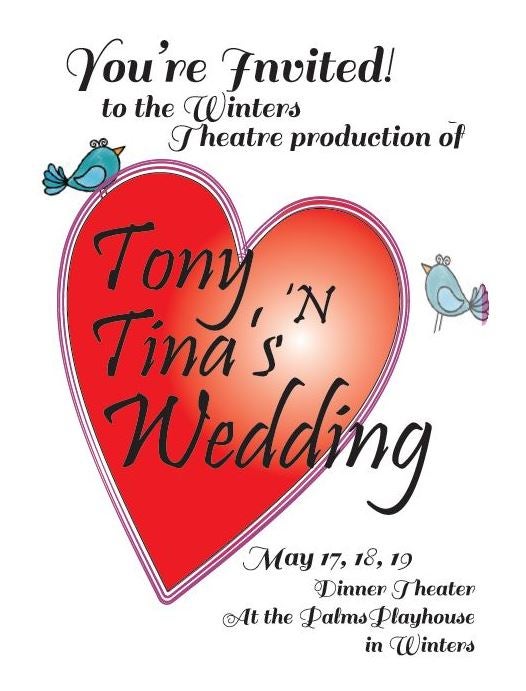 A pronmotional graphic for the show in the form if a wedding invitation, featuring a big red heart.