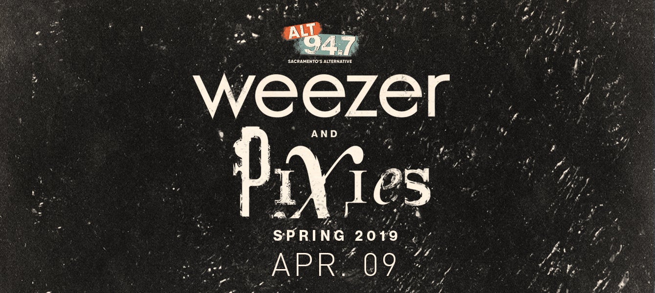 A promotional graphic for the Weezer and Pixies concert.